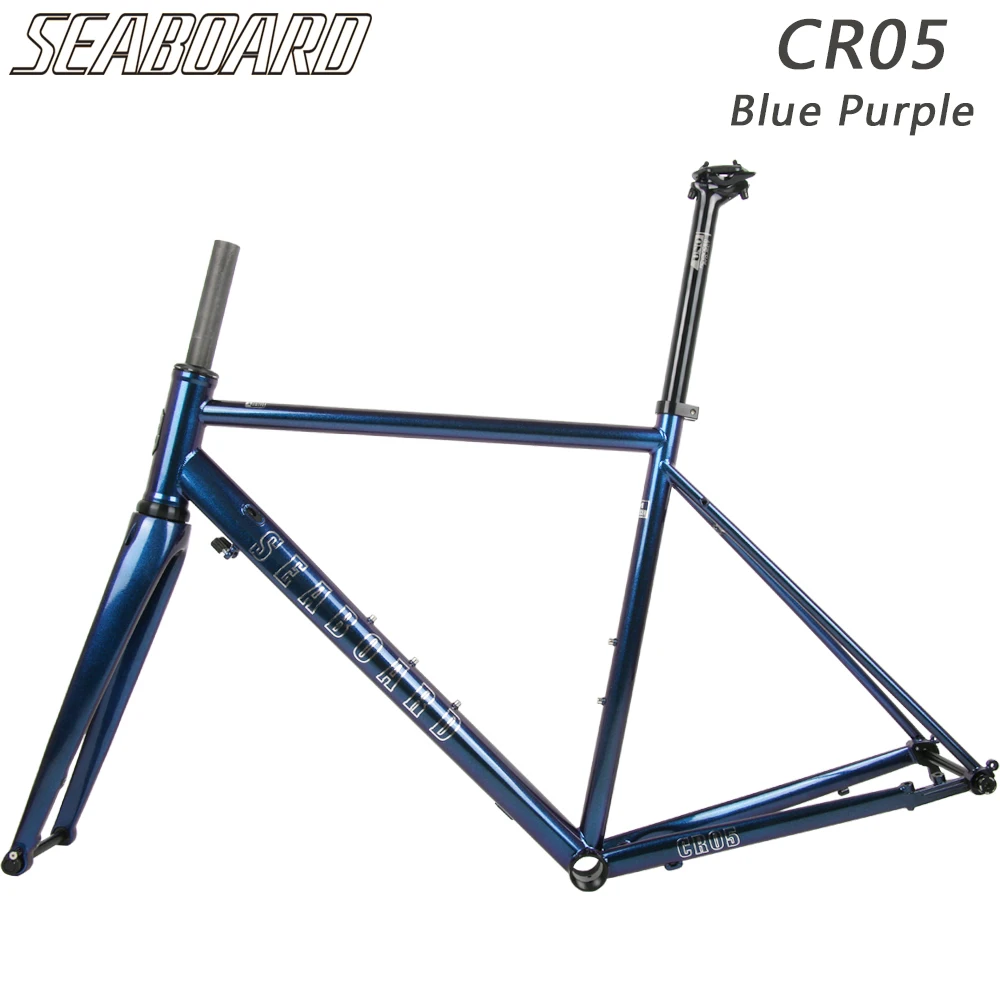 

SEABOARD CR05 700Cx30C Road Bike Frame Chromium-molybdenum Steel Frame Carbon Fiber Fork Disc Brake 100x12mm 142x12mm Thru Axle