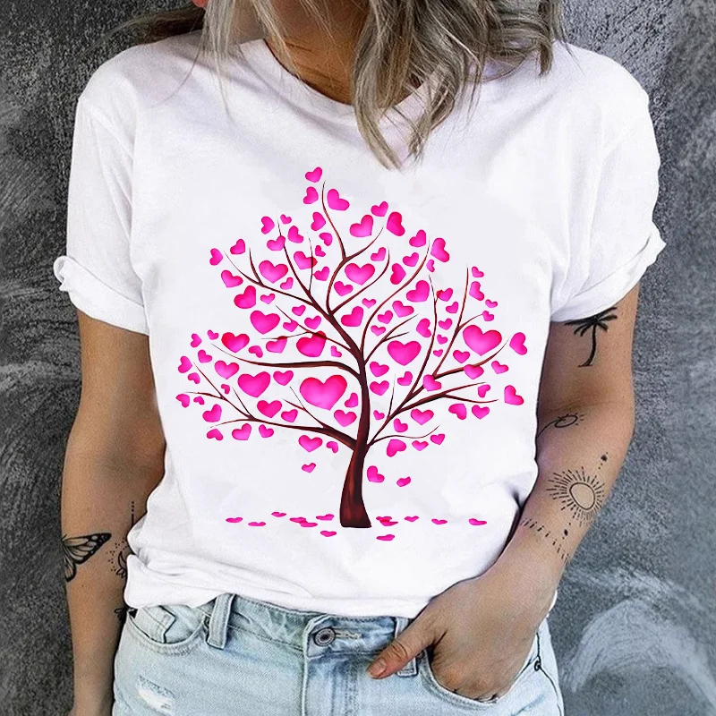 Lip Leopard Love Fashion Spring and Summer Clothes Printed T-shirt Women Loose Casual Top Women Summer polyester fiber fabric