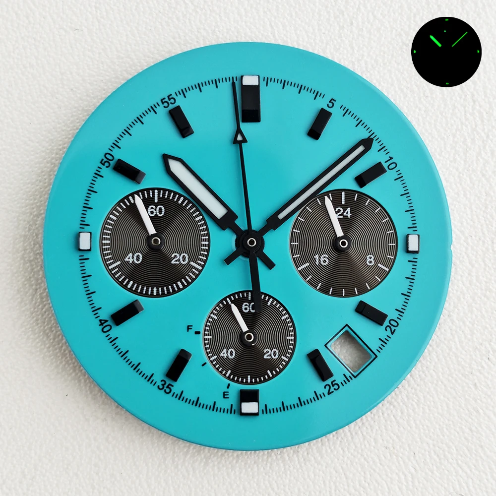VK63 32.5mm Watch Dial Fit VK63 Movement Men's Modification Watch Accessoies Chronograph Dial & Hands Customizable Logo
