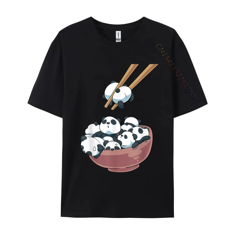 Japanese Panda Bears Ramen Noodle Bowl Party T-shirts New Design Tops Shirts Pure Cotton Men's Funny T Shirt