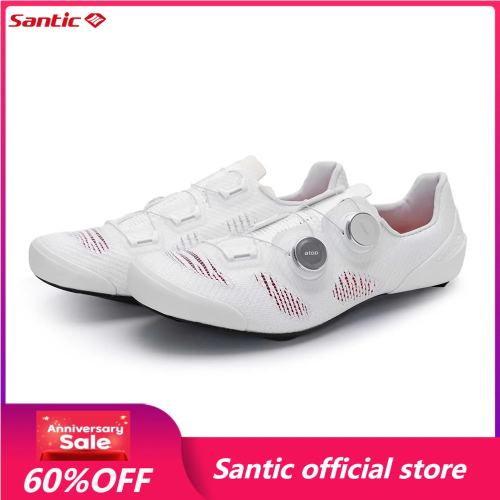 

Santic Cycling Shoes Carbon Fiber Road Lock Shoes Competition Ultra Light Cycling Shoes Male and Female 14 Hardness