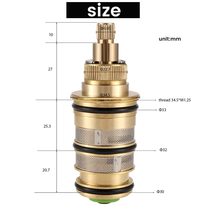 Brass Replacement Thermostatic Cartridge,Shower Mixer Valve Bar Repair Kit Intelligent Thermostatic Valve Core