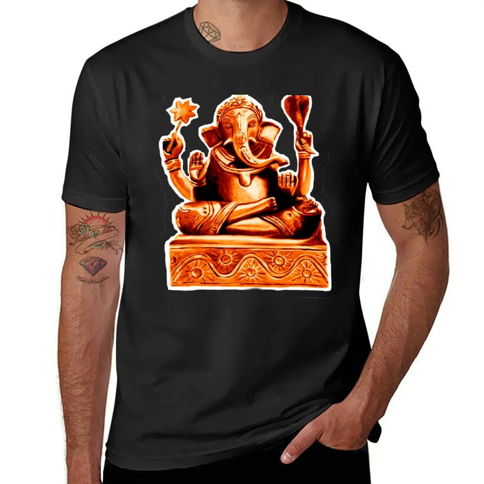 GANESHA - orange T-Shirt boys whites blanks tops summer top mens graphic t-shirts hip hop