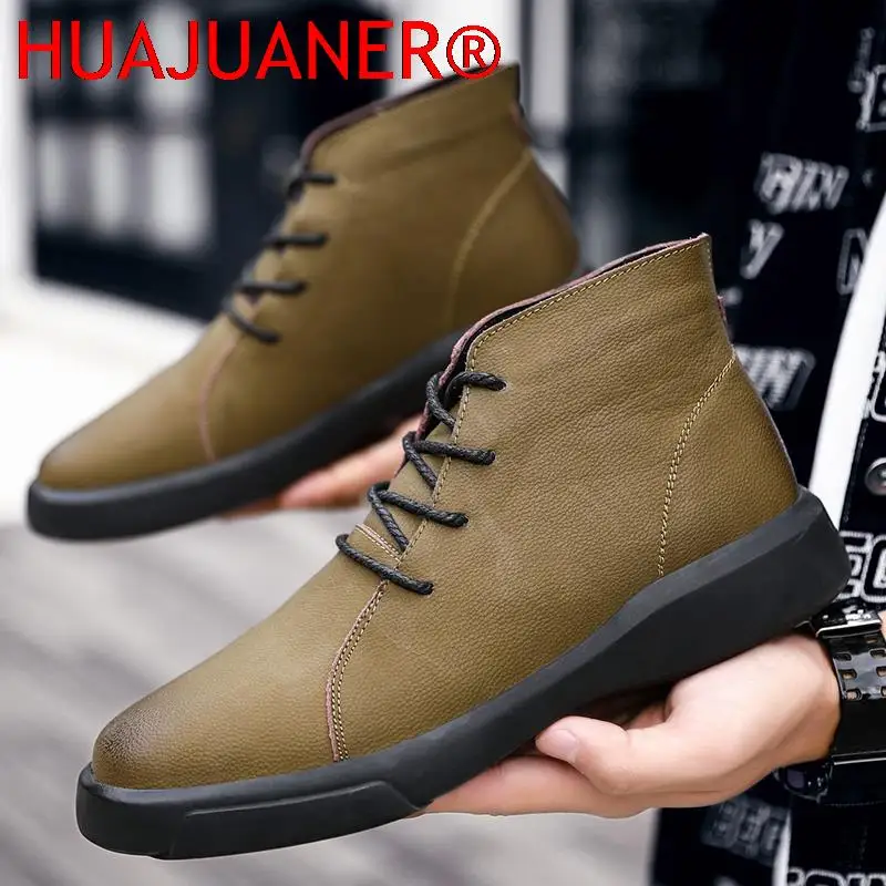 Luxury Brand Winter Fur Warm Chelsea Men Boots Fashion Vintage Ankle Boots Tendon Sole Wear Work Boots Outdoor Soft Sole Boots view 3
