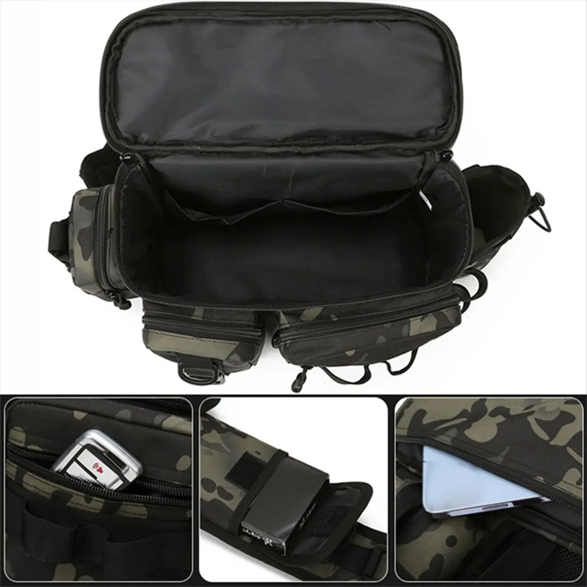 

ONGE Рюкзак для рыболовных снастей, коробка для приманок, сумка для хранения снастей, поясная сумка, рюкзак для рыбалки нахлыстом с держателем удочки, сумка через плечо-C