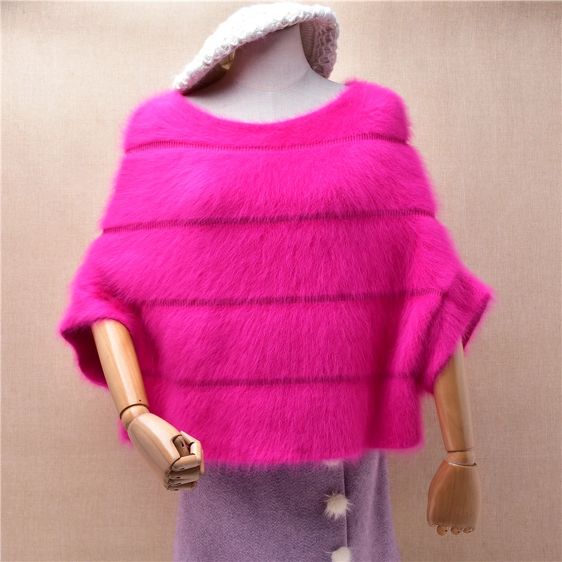 

Pull Rose Ladies Women Autumn Winter Fashion Mink Cashmere Knitted O-Neck Short Batwing Sleeves Loose Pullover Sweater Vest Pull