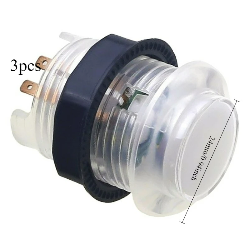 

Комплект из 3-х кнопок 24 мм с подсветкой, 5В, для игровых автоматов (аркадных, файтингов), с LED-подсветкой, для монетоприемных игр