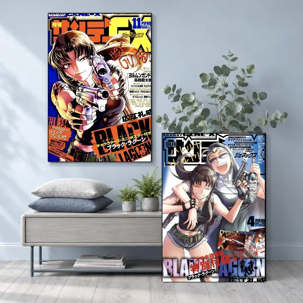 Fearless Stylish Anime B-Black Lagoon Poster Frameless PP Self Adhesive Aesthetic Room Gift Decor