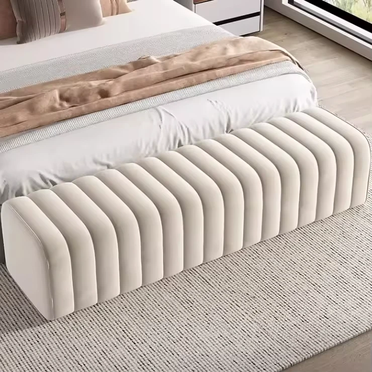 

Luxury Modern Casual Home Bench Stool Soft Fabric Ottoman for Living Room Shoe Changing Cloakroom Side Bed Kitchen & Tail Usage