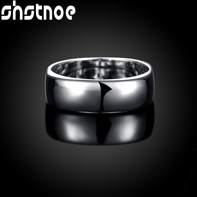 

SHSTONE 925 Sterling Silver Square Smooth Ring For Man Women Charm Fashion Jewelry Lady Wedding Engagement Party Birthday Gift