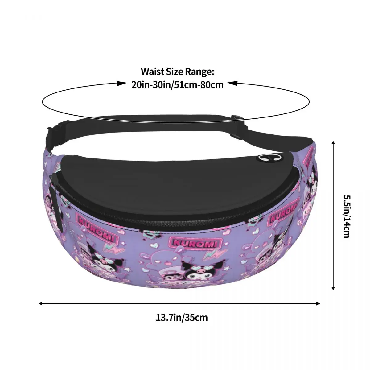 Custom Kuromi Wallpaper marsupio Cute Anime Crossbody marsupio donna uomo ciclismo campeggio telefono Money Pouch