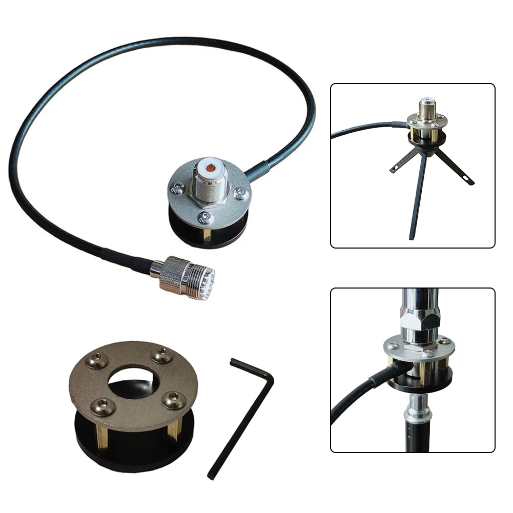 1PC Stainless Steel Tripod Antenna Installation Bracket M-pip Portable Outdoor M-tube Car-mounted Shortwave Antenna Base