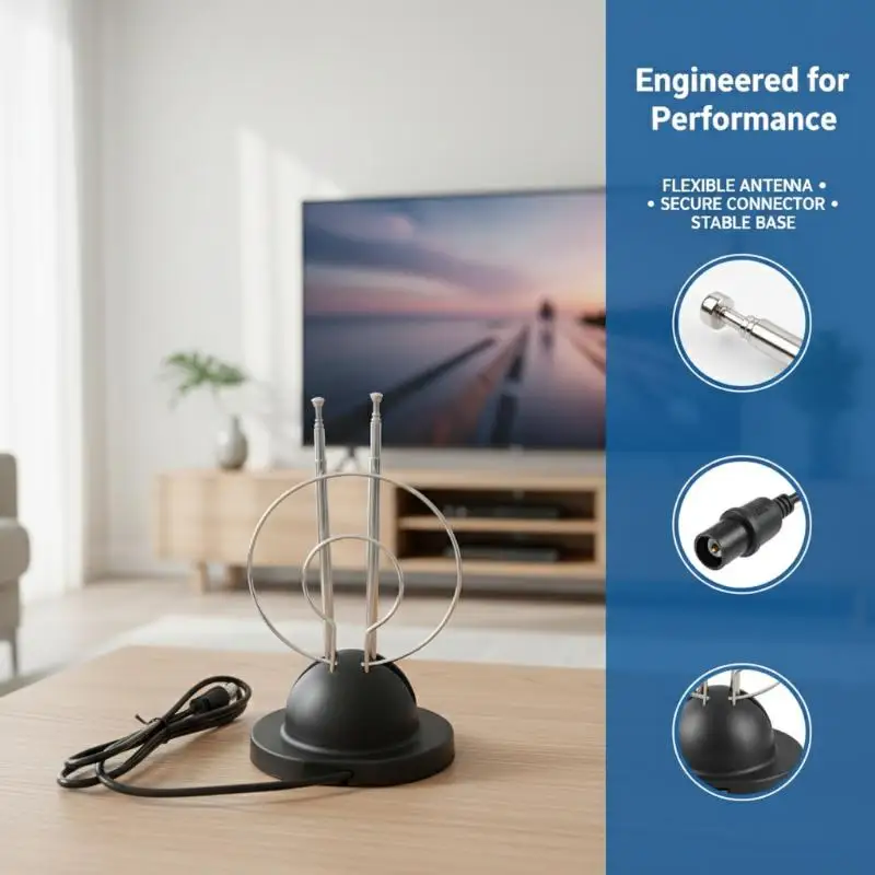 For Color TV UHF VHF HDTV Receive HDTV Signals With Zoom Function Universal Antenna Indoor Rabbit Ear
