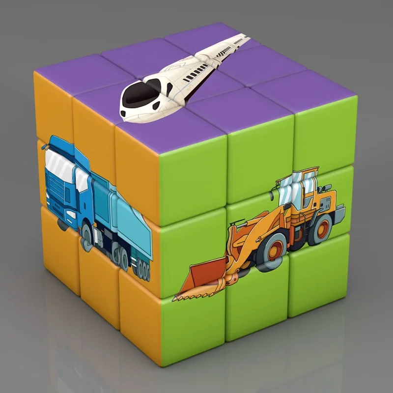 Children's Creative 3x3x3 Magic Cube Puzzle Dinosaur Animal Fruit Car Toys Early Learning Children Puzzle Gift Magic Cube