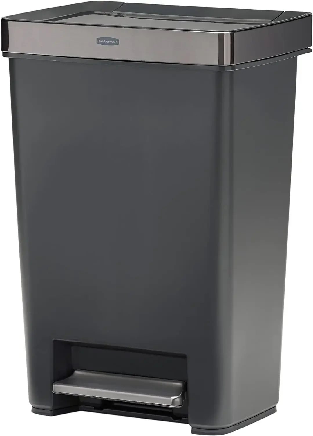 

home.Rubbermaid Premier Series IV Step-On Trash Can for Home and Kitchen, with Stainless Steel Lid, 12.4 Gallon, Charcoal