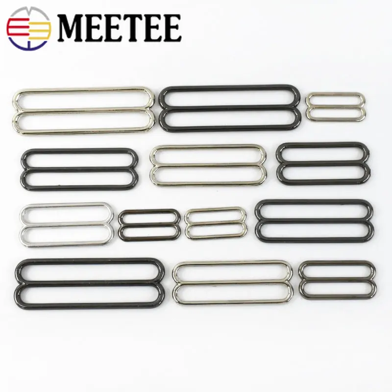 30Pcs Metal Tri-Glide Slider Rings Buckles Underwear Adjuster Loop Clasp Bra Bikini Strap Bag Belt Buckle DIY Sewing Accessories