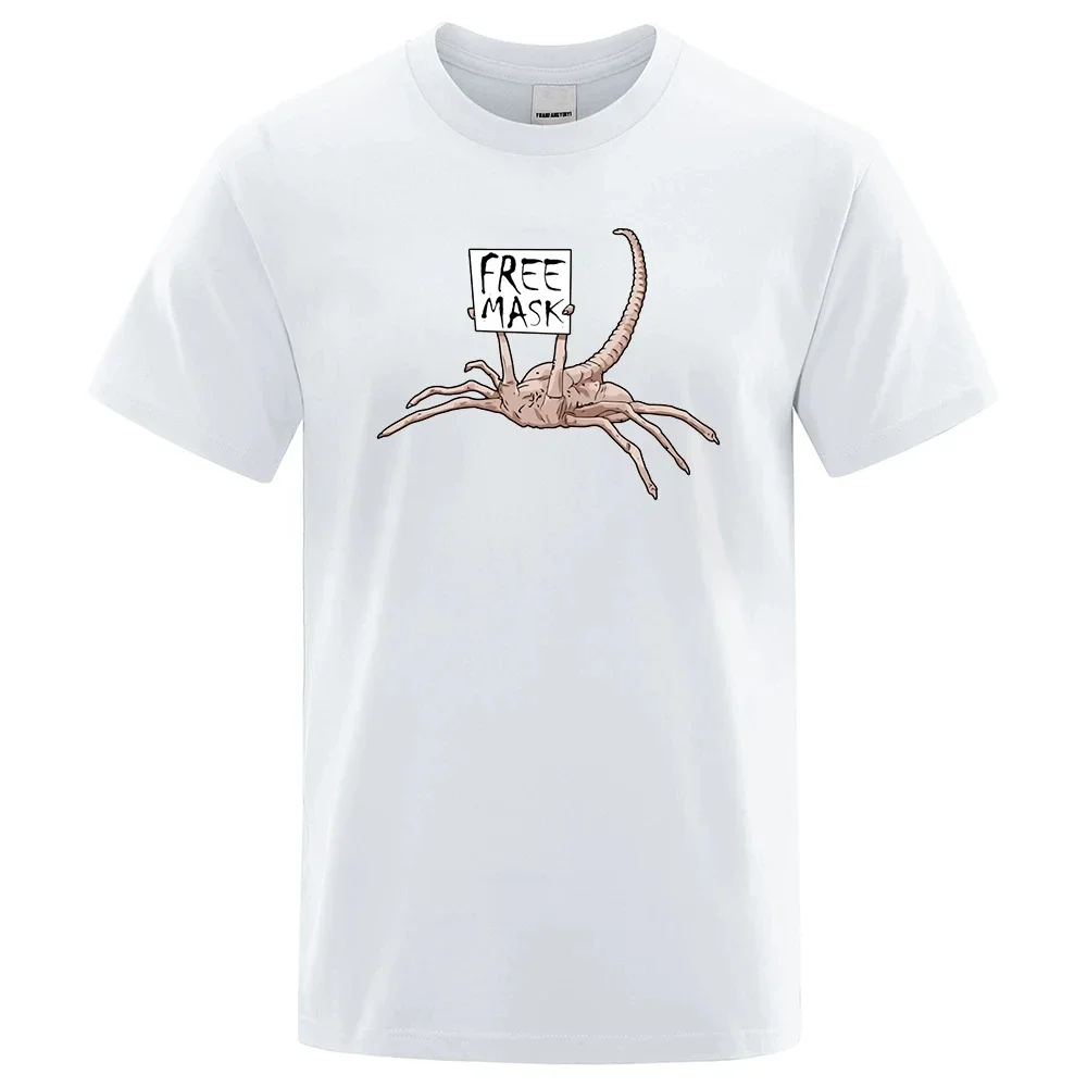 Alien Free Mask Printed T Shirt Men Horror Scorpion T-Shirts Summer Cotton Breathable Tee Clothing Hip Hop Cotton Man 80286