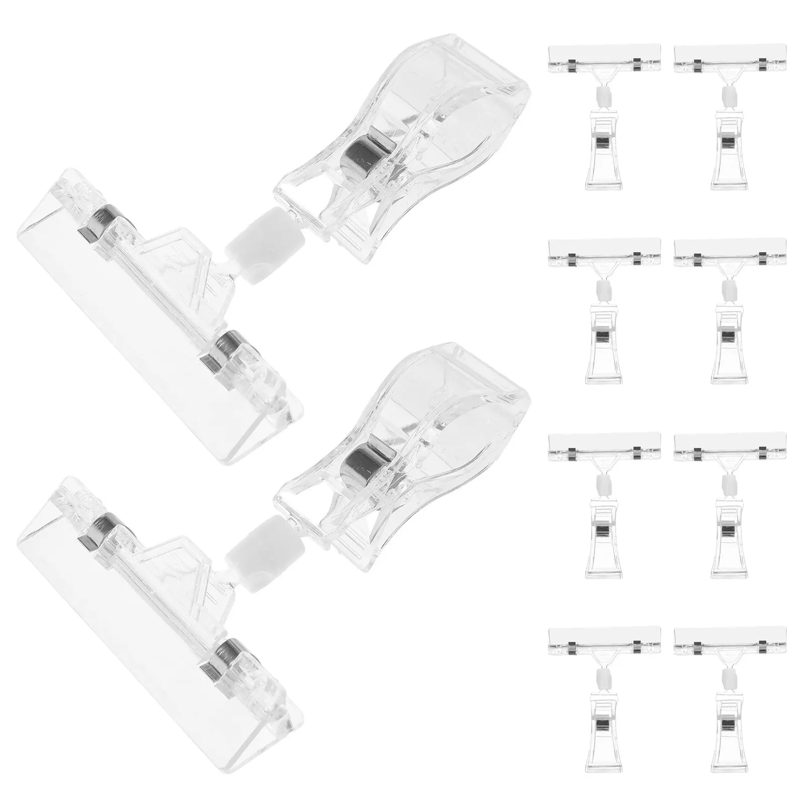 10Pcs Clear Plastic Note Clips Dual-End Price Tag Clip Label Holder for Cards Notes Photos Name Tags Party Table Numbers