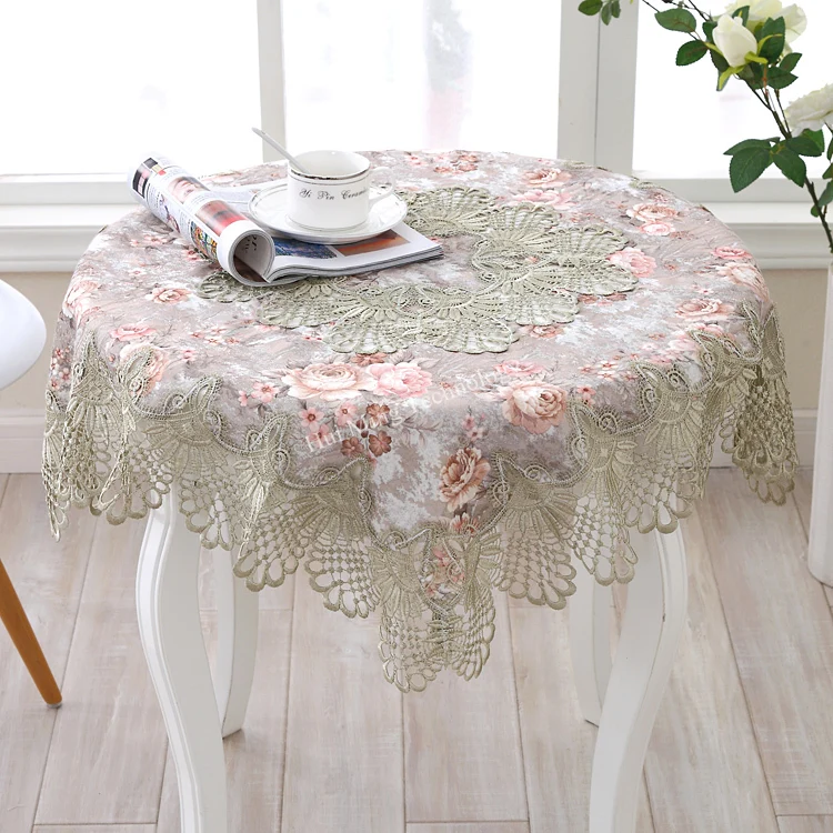 Tablecloth Table Green Embroidered Dining Table Cover Table Cloth Round Flower Fresh Lace Fabric Tv Cabinet Dressing Dust Cover