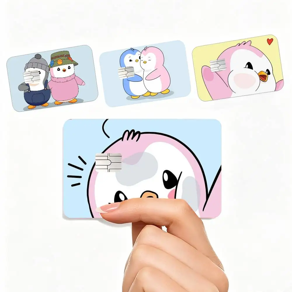 P-Pudgy Penguin CUTE   4pcs 1Set Card Stickers Small Waterproof Chip 4PCS Card Sticker Anti-Scratch