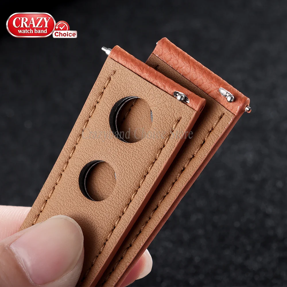 20mm22mm Vintage Leather Watch Strap Business Universal Bracelet Quick Release Breathable Band Women Men Replace Belt Pin Buckle