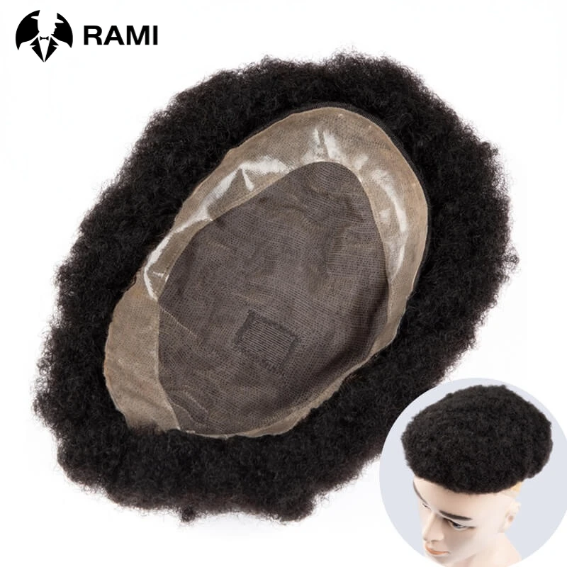 Durable Curly Hair Toupee For Men Fine Mono Afro Curly Hair System Unit for Black Men Wigs For Man Natural Male Hair Prosthesis