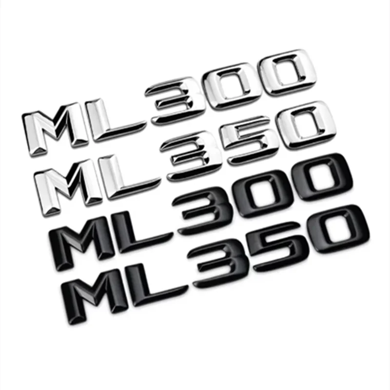 ABS Black Chrome Car Letters Trunk Emblem Badge For Mercedes Benz ML250 ML270 ML300 ML320 ML 350 500 Logo Sticker Accessories