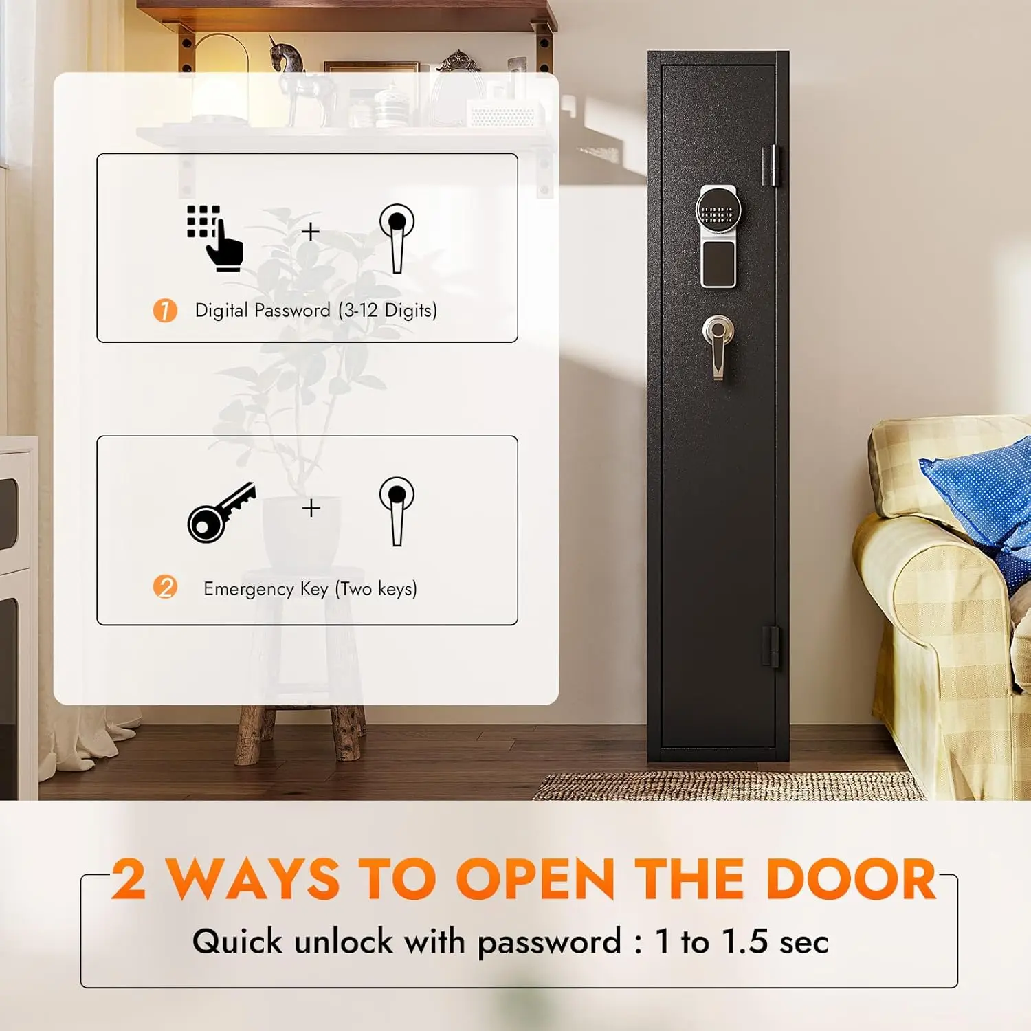 2-3 Gun Safe, Gun safes for Home Rifle and Pistols, Gun Safe for Guns with Quick Access, Gun Safes for Rifles and Shotguns with