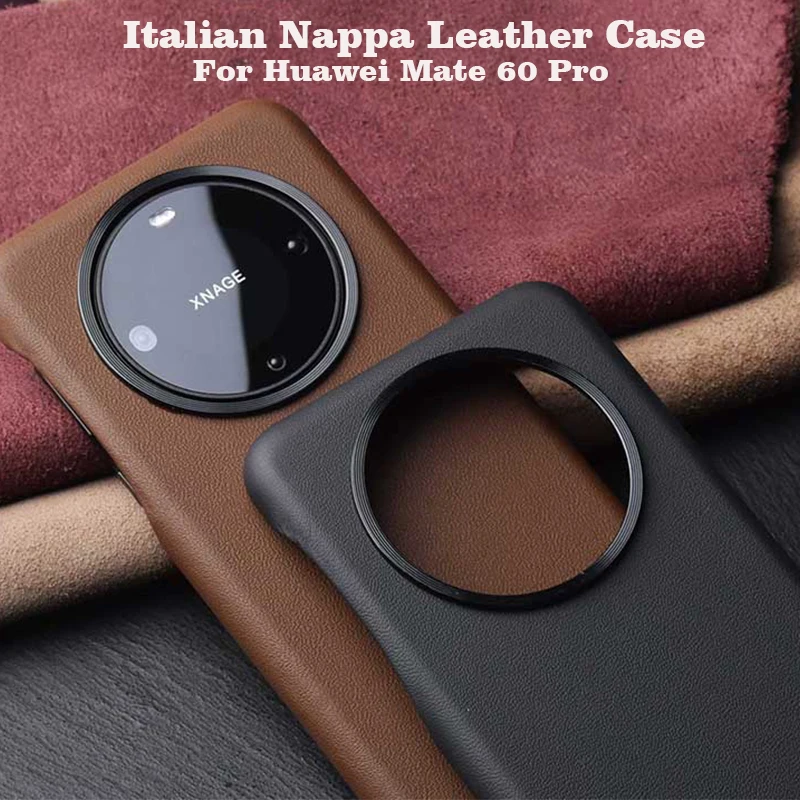 

Italian Nappa Leather Case For HUAWEI Mate 60 Pro Luxury Real Skin Phone Back Cover Handmade