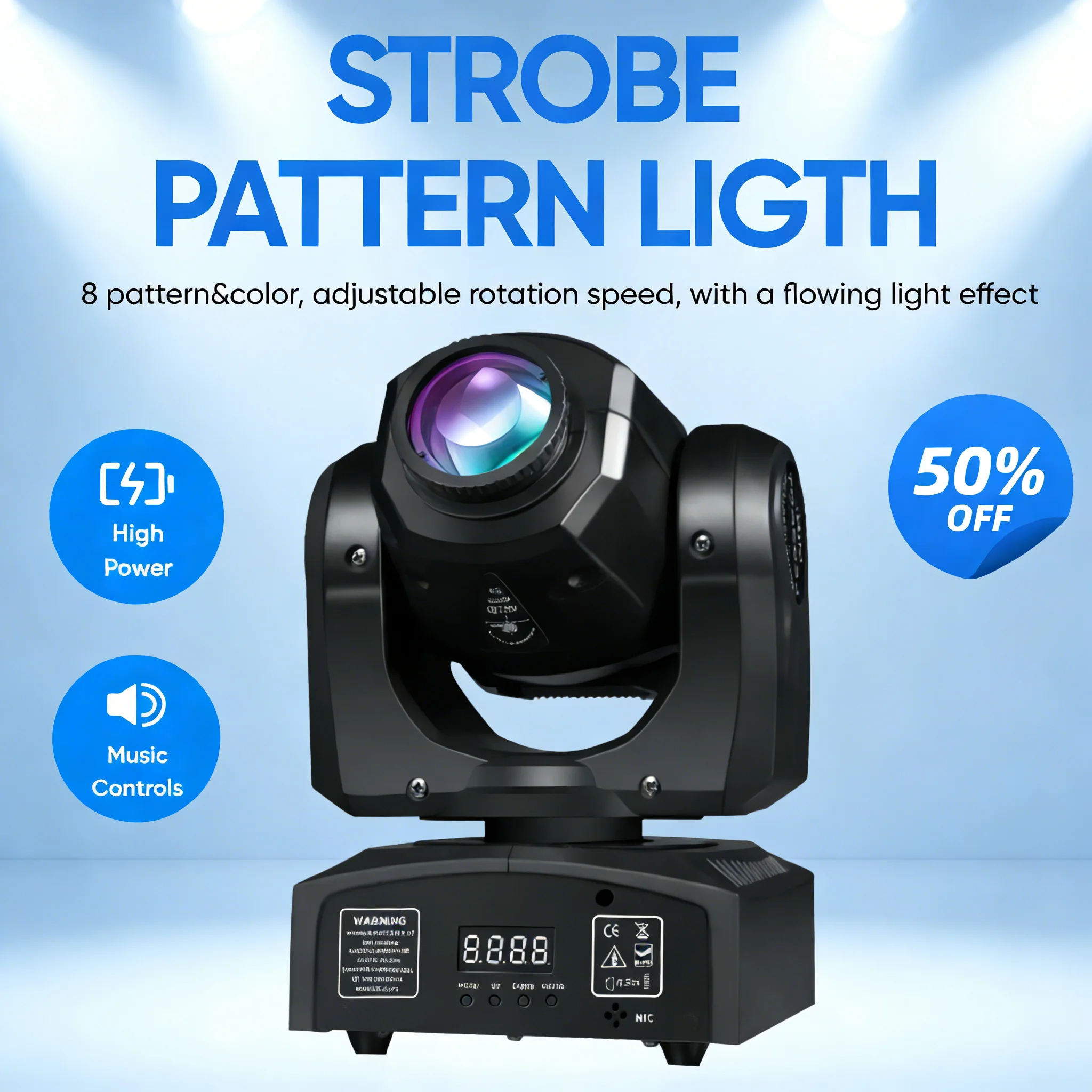 60W Mini LED Ruchoma Głowica Wzorzysta DMX512 Aktywowana Dźwiękiem Tryb Master-Slave Lampa Dyskotekowa do Domowego Baru, KTV, Wesel, Oświetlenia Scenicznego, Wtyczka EU