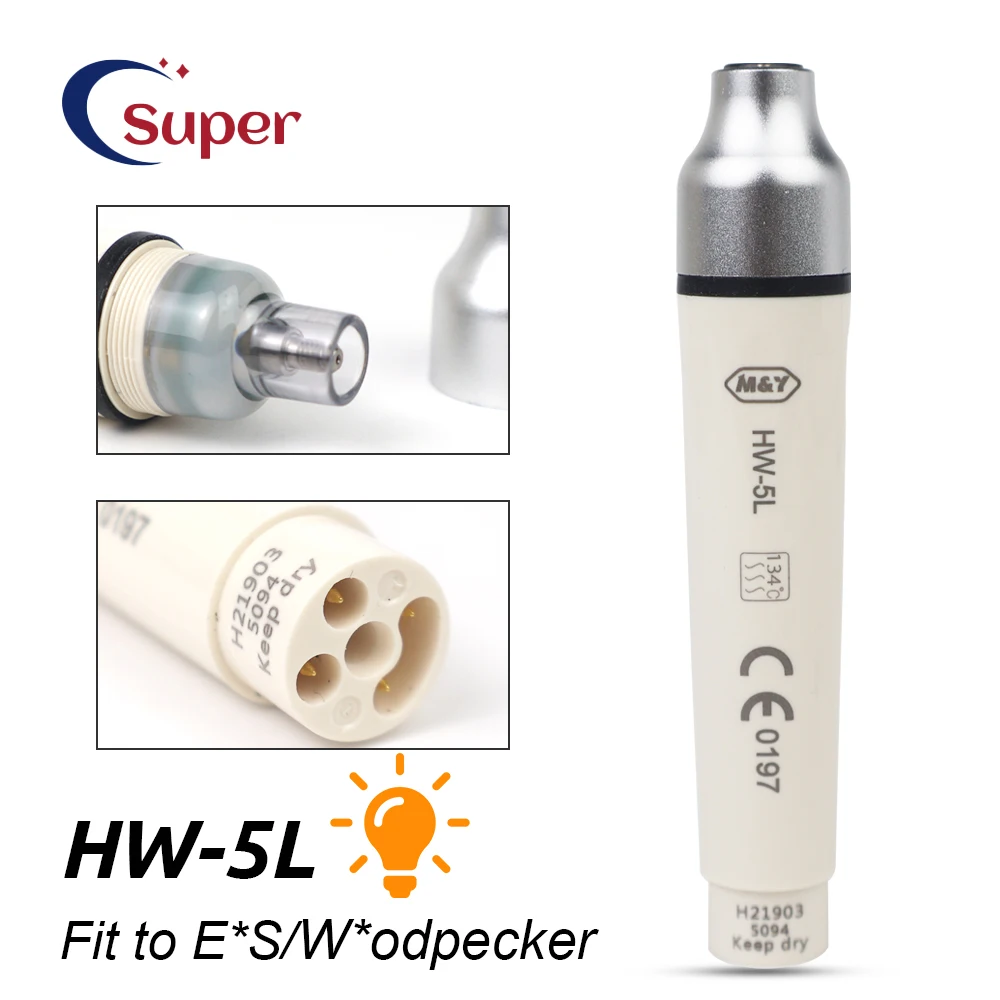 

Dental Ultrasonic Piezo Scaler Handpiece with LED Light HW-5L Metal Head Fit For E*S woodpecker Dentist Tools