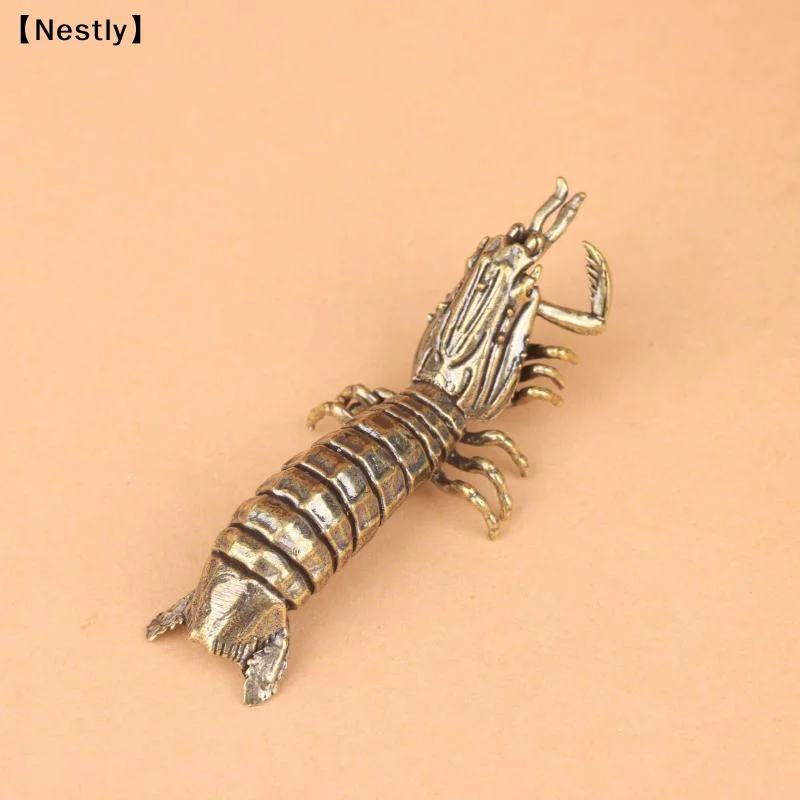 Brass Mantis Shrimp Figurine Desktop Ornament Marine Organism Lobster Small Statue Micro Landscape Decora Crafts Access〔Nest〕