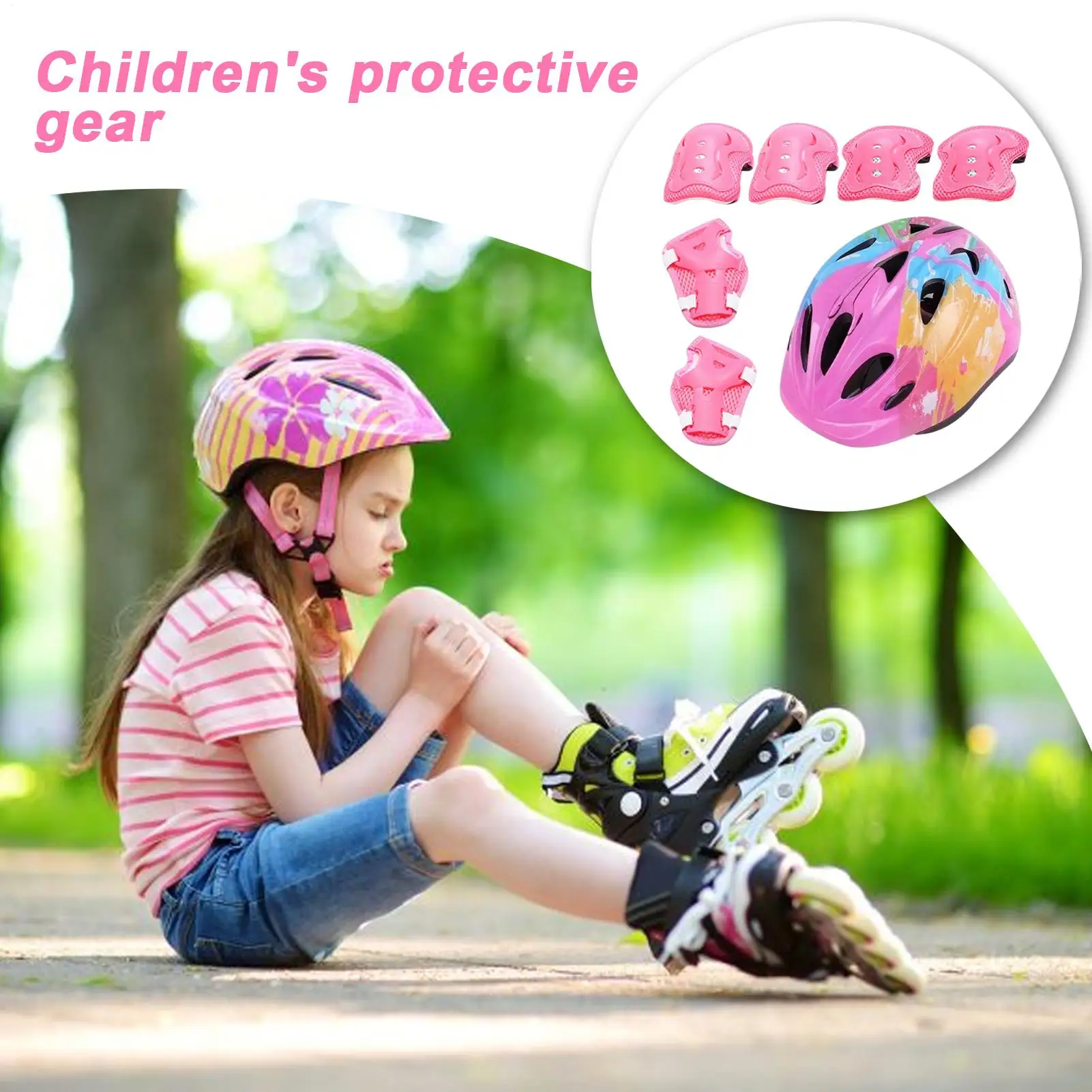 

Kids Protective Gear Set KidsCycling Helmet Knee Elbow Pads with Wrist Guards Shock-Resistant Protective Equipment for Riding