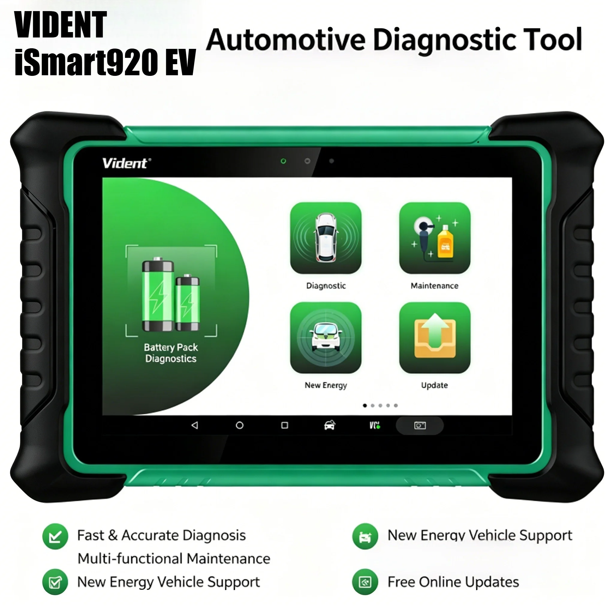 

VIDENT iSmart920 EV OBD2 Scanner All System Diagnostic Tool EV High Voltage Battery Test IMMO Key Programming Auto Scan Tool