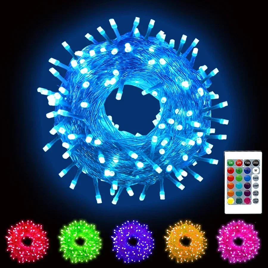 LED Christmas String Light 20M 200 Led RGB Changing Fairy Light Garland With Remote For Xmas Tree Wedding Party Holiday Decor