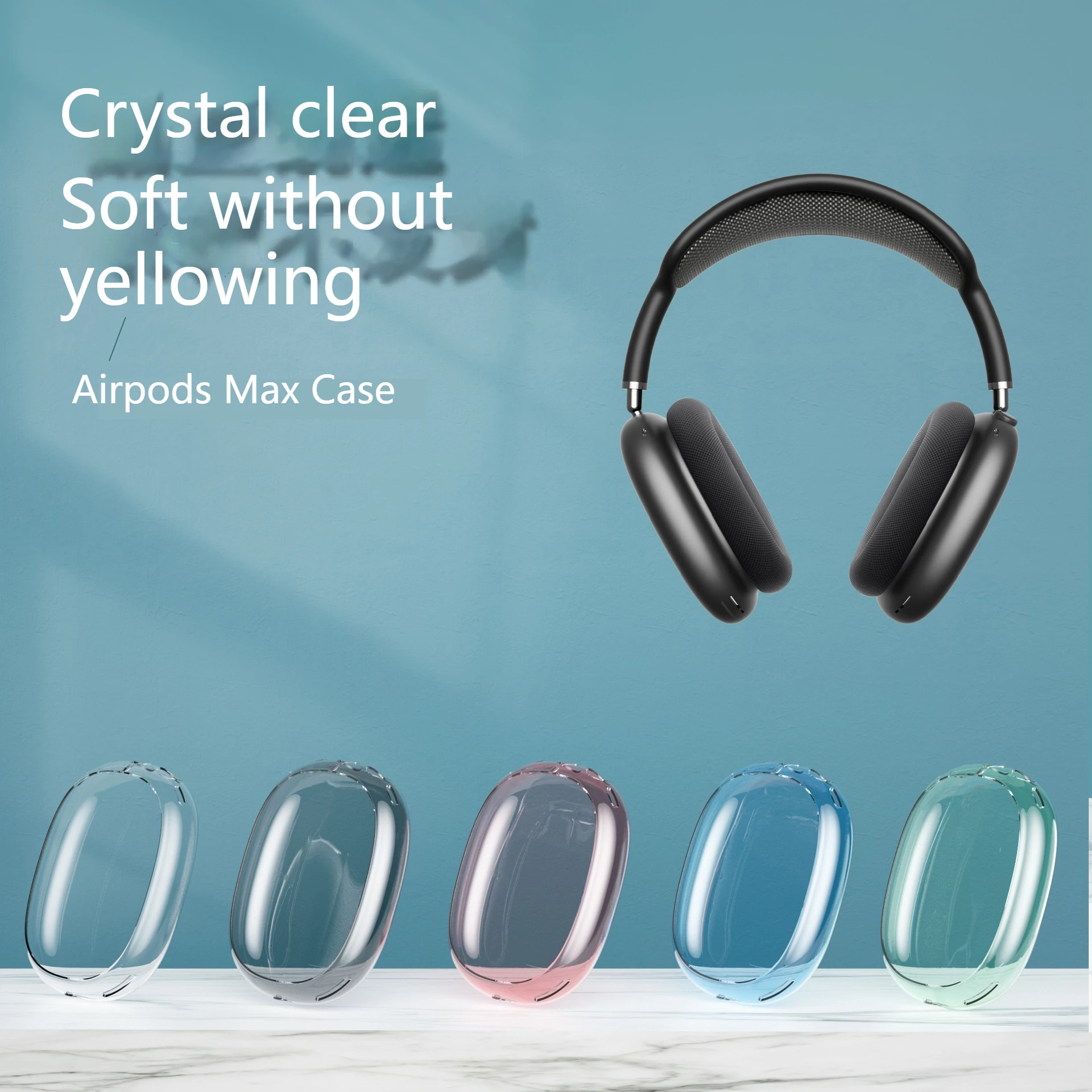 Soft Protective Case for Airpods Max Transparent TPU Anti-Scratch Shockproof Cover Headphone Accessories