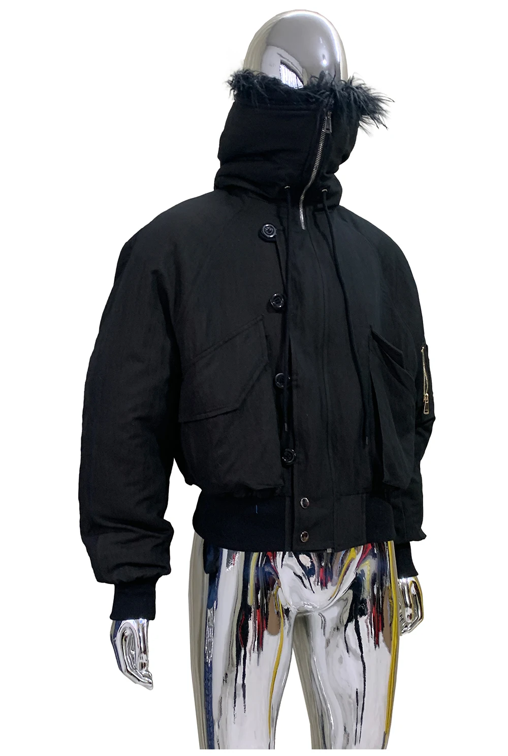 Men's 2025 Autumn New Loose Curved Sleeve Hooded Padded Thickened Warm Chic Jackets Men's Zipper Pocket Decorative Jacket Coats