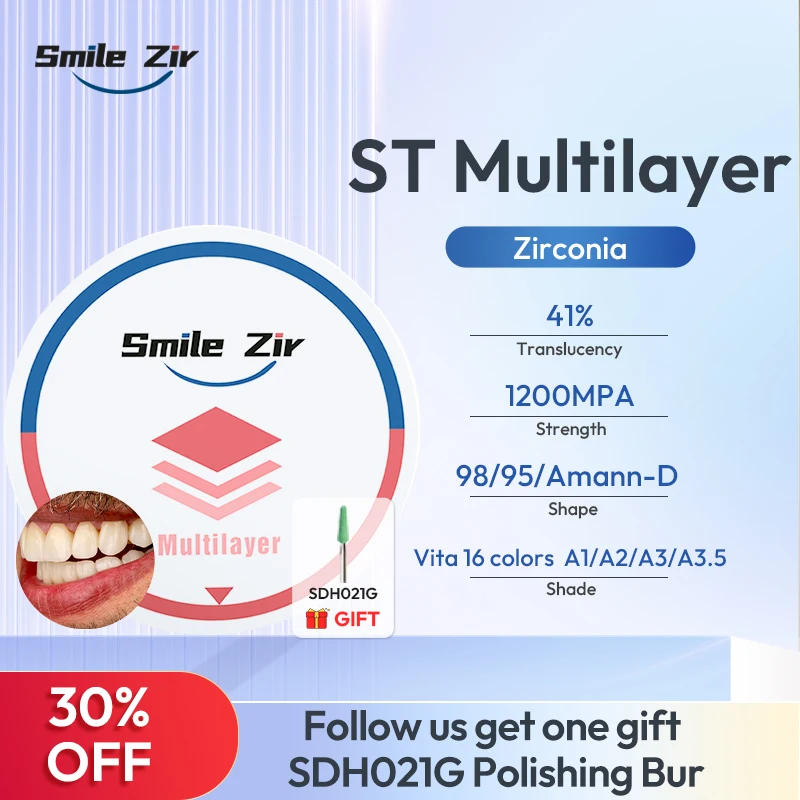 98/95/Amann-D Shape Dental Lab ST Multilayer Zirconia Disc Denture Crown Vita16 A1/A2/A3 Colors 1250MPA CDACM Zirconia Block