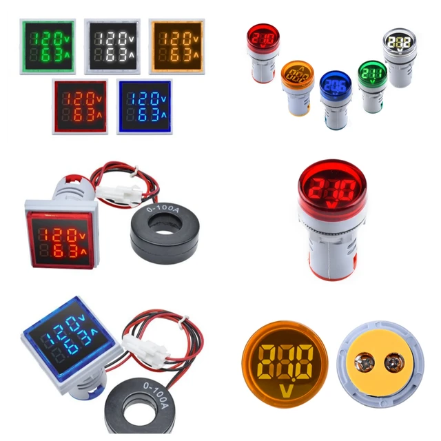 AC 0-100A 60-500V DC 6-100V kwadratowy/okrągły LED woltomierz cyfrowy amperomierz miernik napięcia prądu Volt Amp Tester detektor