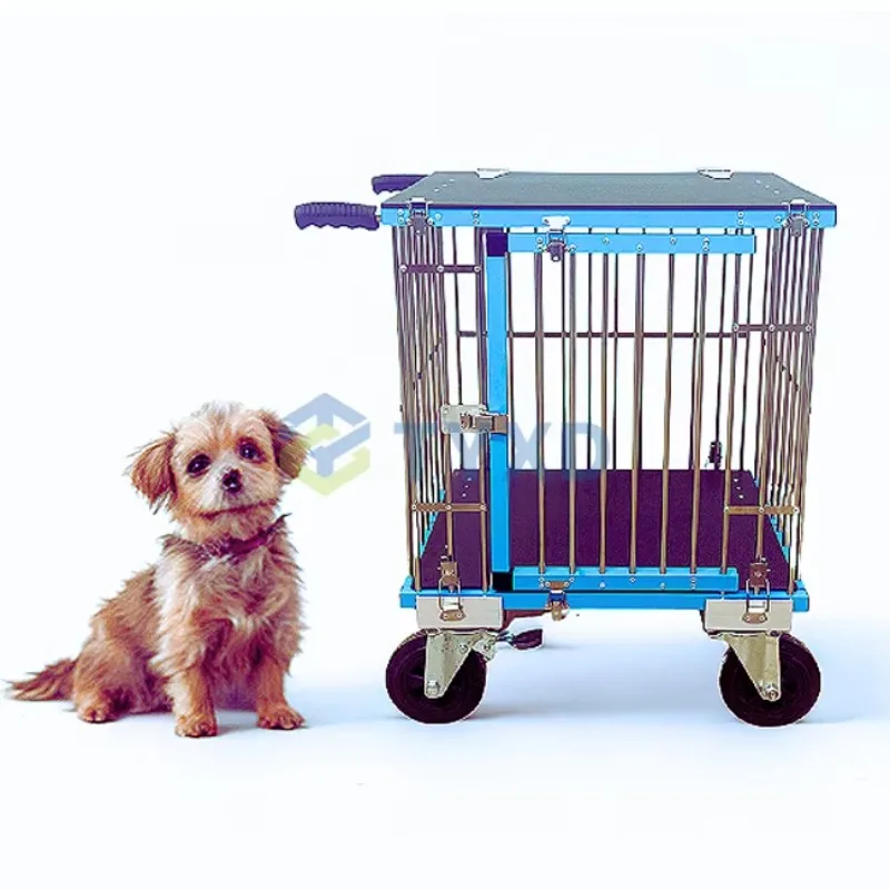 

Arrival Aluminum Dog Show Trolley Cart Folding Pet Transport Crate Button Closure Display Grooming Metal Material