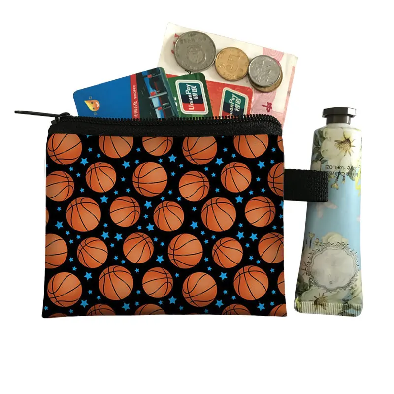 Cartoon Basketball Druck Geldbörse Kinder Geldbörse Geld Schlüssel halter Taschen Jungen Geldbörse Mini Wechsel Münz beutel Taschen Geschenk Mini Tasche Sack