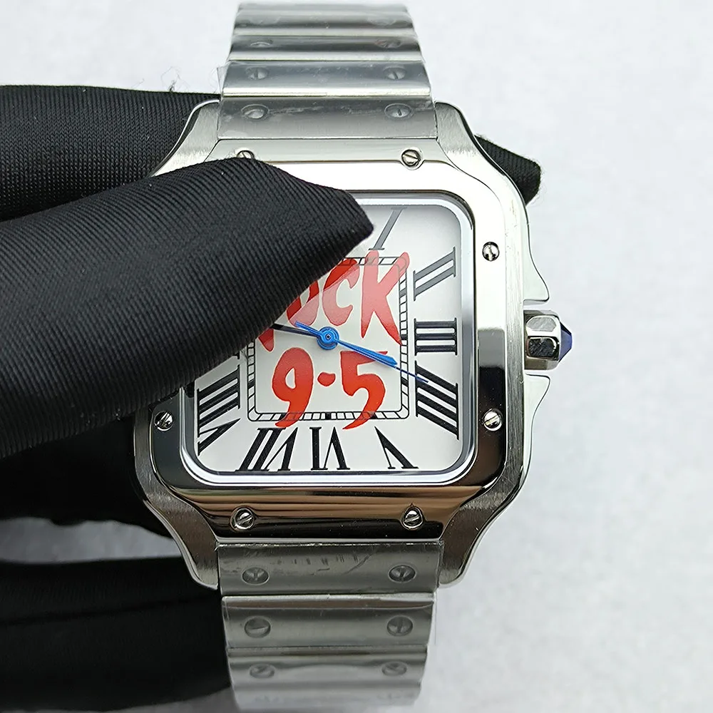 New NH35 F.9.5 dial men's watch Roman square dial 38MM stainless steel men's watch Sandus NH35 movement