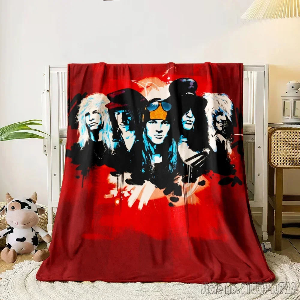 Guns N Roses Hard Rock Band 3D Printed Cute Kids Blanket Throw for Bed Sofa Decor Fleece Nap Blankets Boys Girls Children Gift