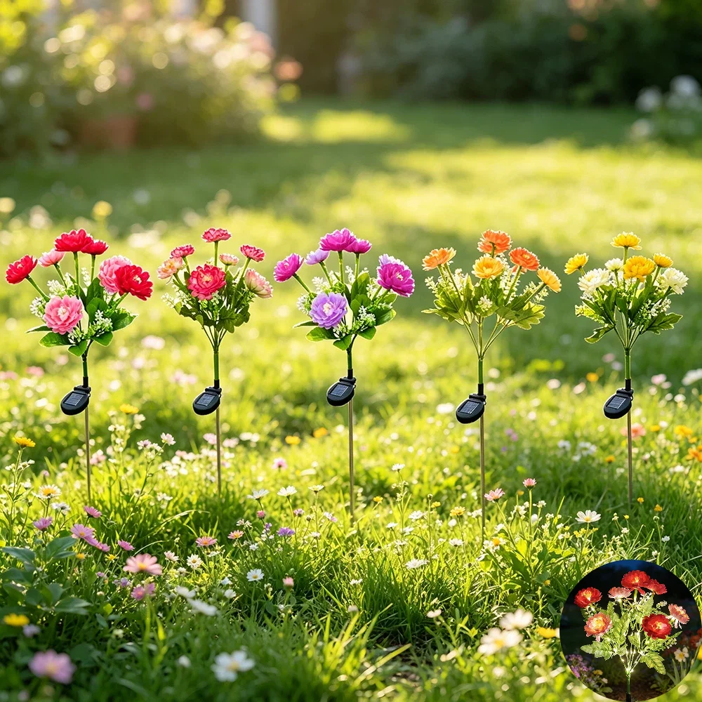 Simulated 7-head Snow Lotus Solar Plug-in Light, Courtyard Garden Outdoor Trail Small Path Terrace Party Wedding Festival Decor