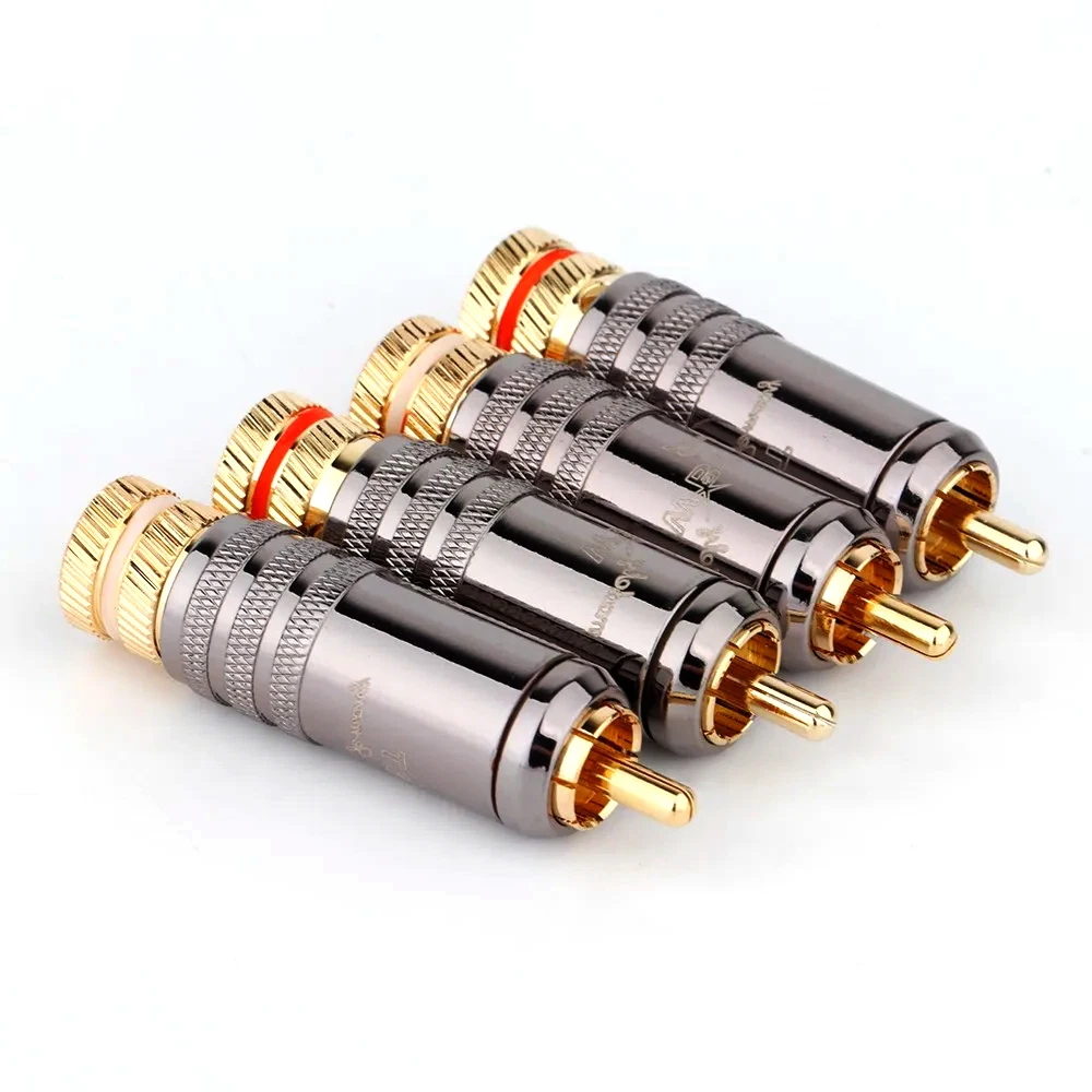 

4pcs WBT-0150 plug 24K Gold Plated RCA Terminal Jack RCA Connector Audio Video WBT Plug 57mm*14mm