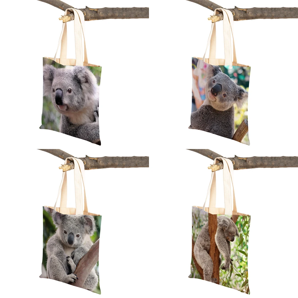 Fashion Cute Australian Koala Ladies Tote Handbag Foldable Reusable Cloth Casual Canvas Women Shopper Shopping Shoulder Bag