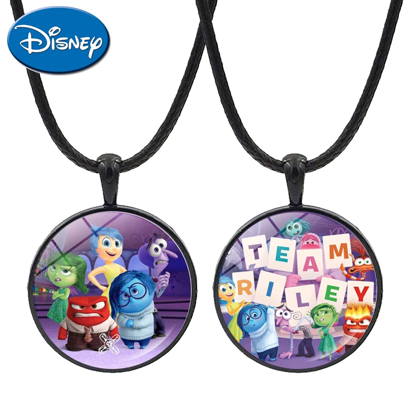 Disney Inside Out 2 Girls Necklaces Cartoon Anger Disgust Sadness Jewelry Pendant Women Girl Necklaces Toy Lover Gifts