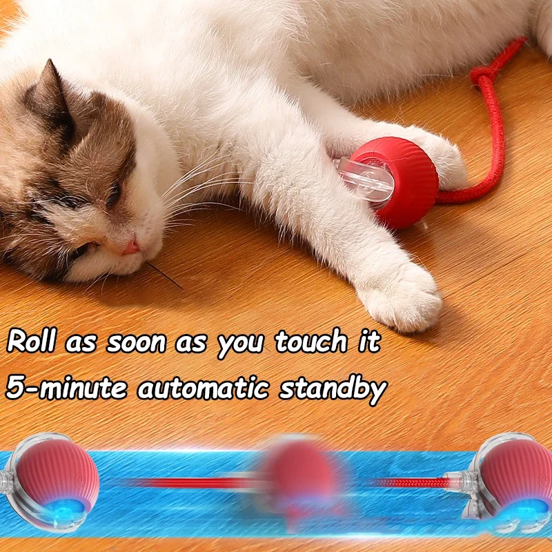 Interactive Ball Cat Toys Automatic Rolling Ball Faux Tail Rechargeable Smart Pet Electric Toy Dog Cat Training Imitate Mouse