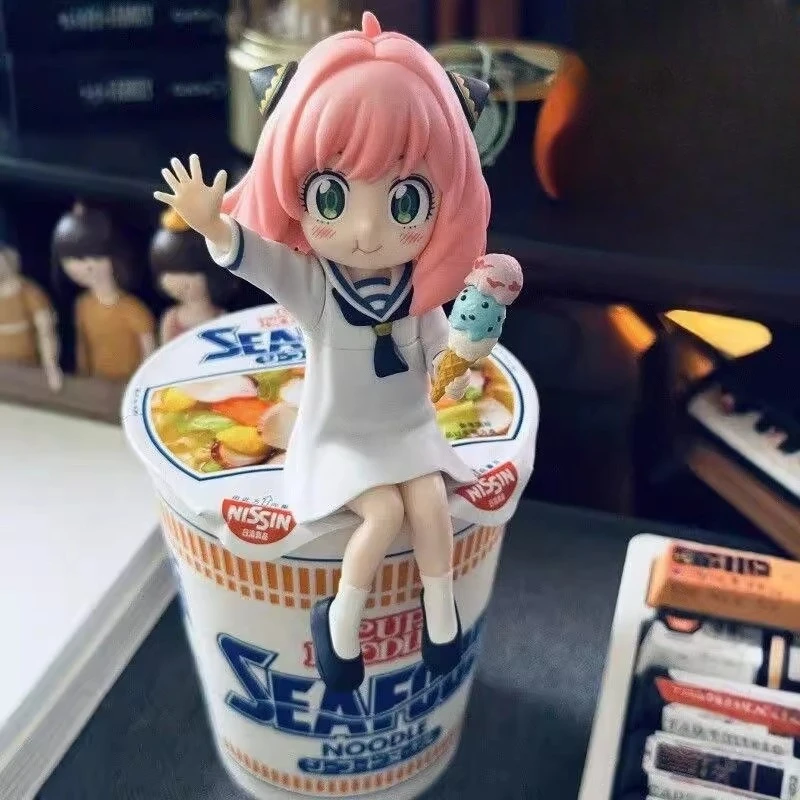 

Spy X Family Ania Sitting Posture Eating Ice Cream Anime Peripheral Dolls Y2k Fashion Toys Anime Cartoon Frind Kawaii Cute