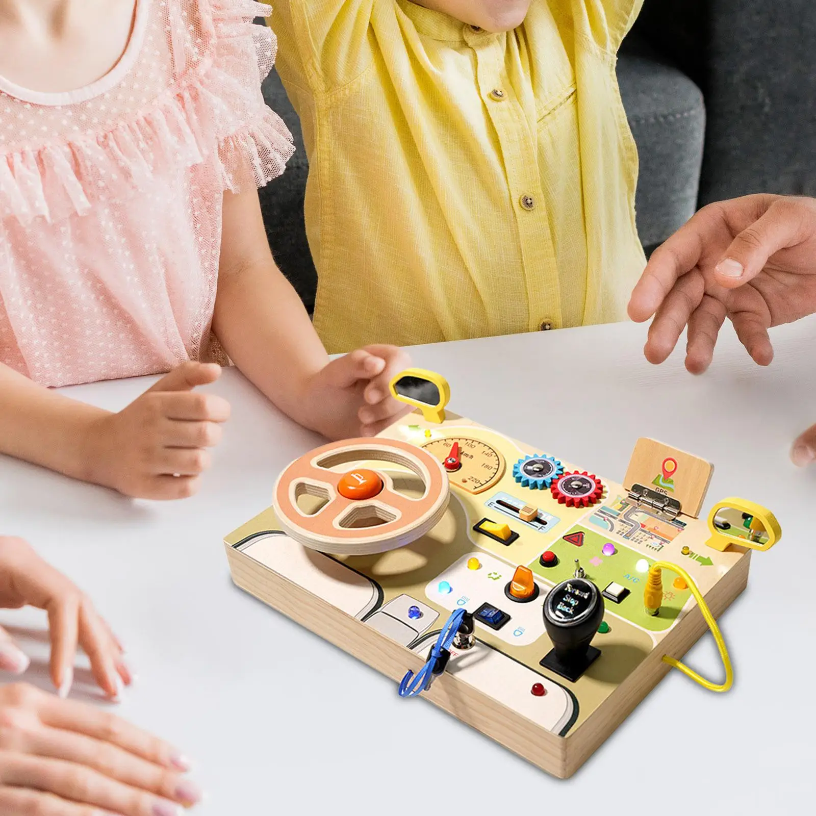 Lichter schalten beschäftigt Board Montessori Spielzeug analoge Lenkrad grundlegende motorische Fähigkeiten